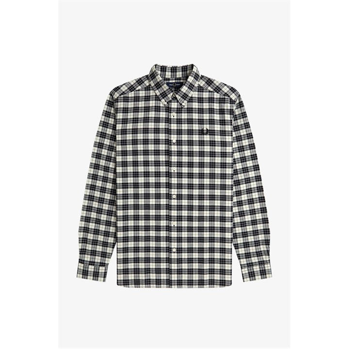 Fred Perry Men's White Tartan Long Sleeve Oxford Shirt in Size 2XL, Sports Direct