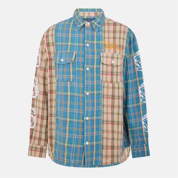 Multi Check - BILLIONAIRE BOYS CLUB - Men's Panelled Long Sleeve Patterned Shirt