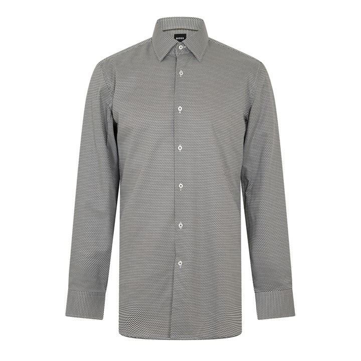 Boss Men's Green Hank Kent Oxford Shirt, Comfortable Regular-Fit in Size 38, Sports Direct