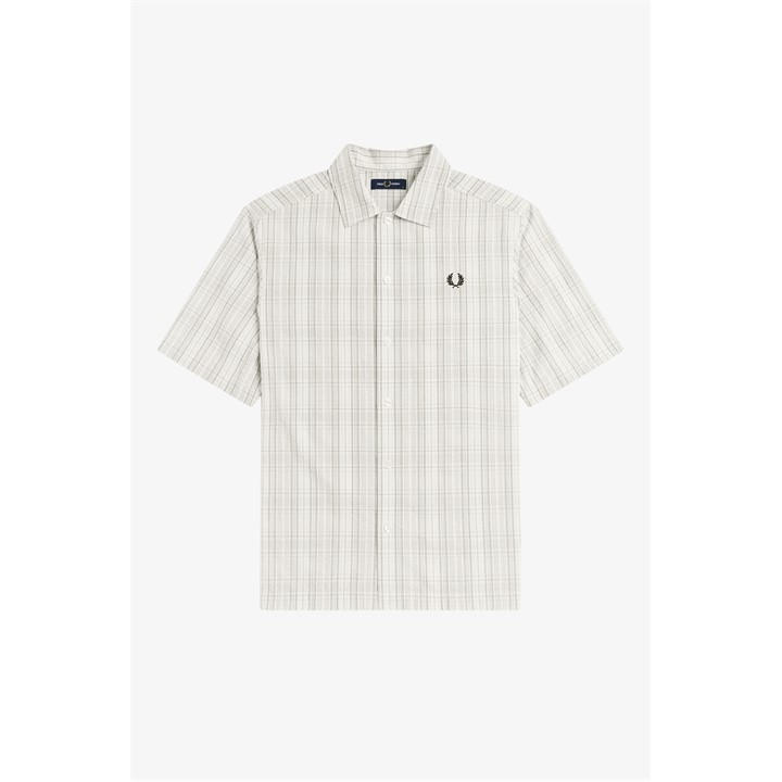 Fred Perry Men's White Patterned Short Sleeve Shirt in Size XL, Sports Direct
