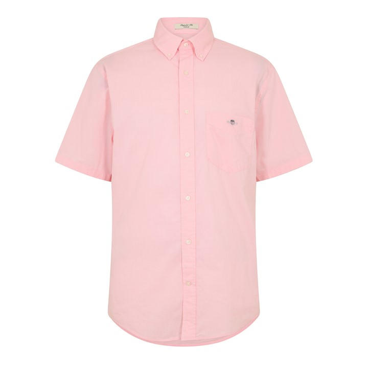 Gant Men's Pink Classic Poplin Short Sleeve Shirt in Size 2XL, Sports Direct