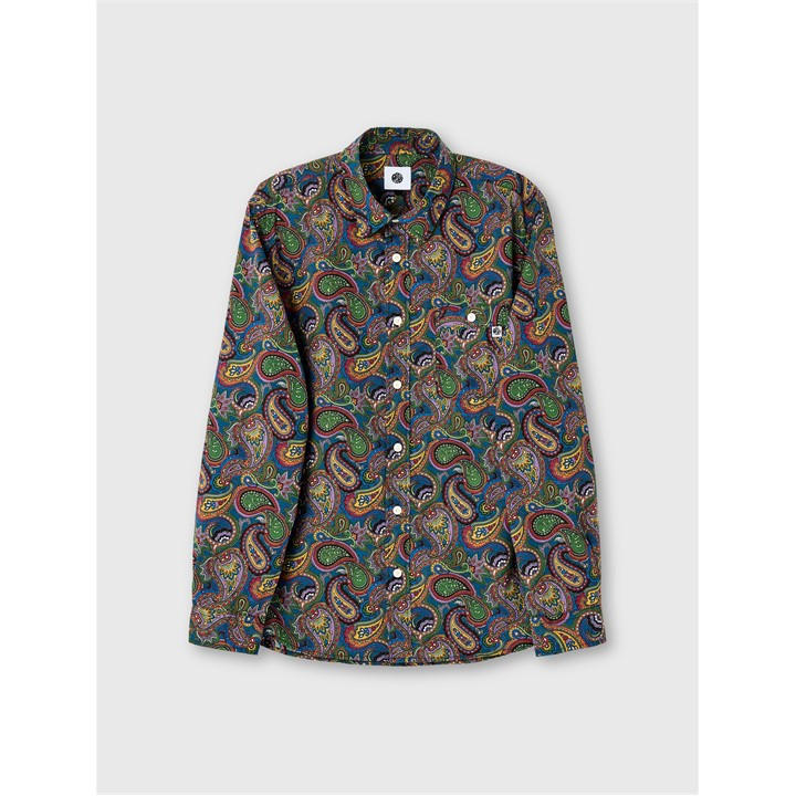 Pretty Green Men's Metallics House Paisley Long-Sleeve Patterned Shirt in Size M, Sports Direct