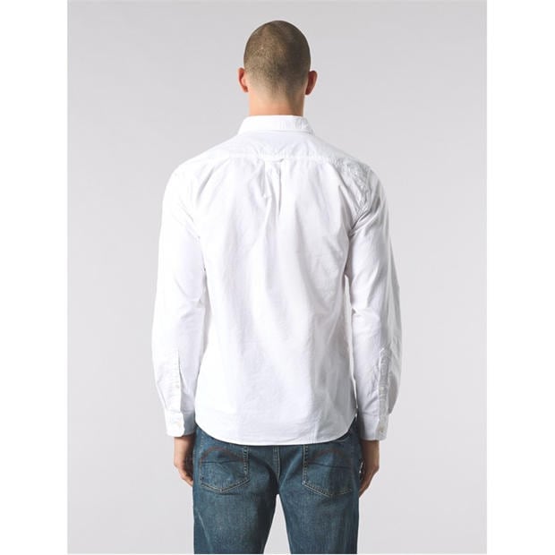 Biały - Pretty Green - Men's Long-Sleeve Plain Shirt