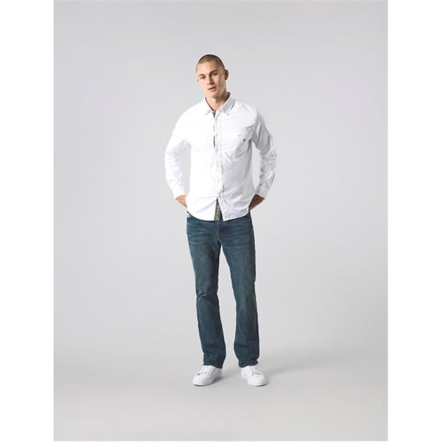 Biały - Pretty Green - Men's Long-Sleeve Plain Shirt