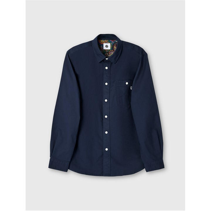 Pretty Green Men's Long-Sleeve Plain Shirt Blue Small - Image 3