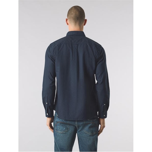 Granatowy - Pretty Green - Men's Long-Sleeve Plain Shirt
