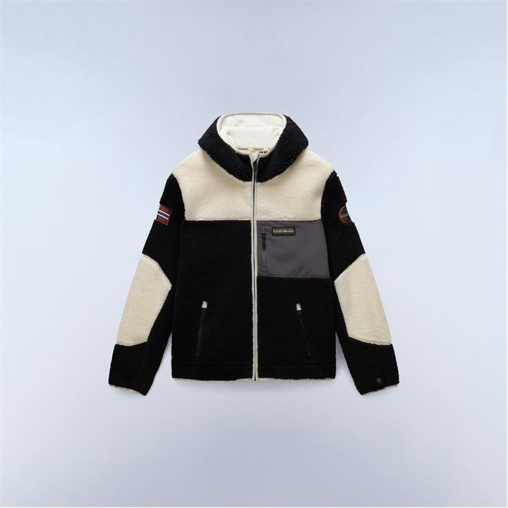 Napapijri Men's Black Yupik Full Zip Fleece Hoodie in Size XL, Sports Direct