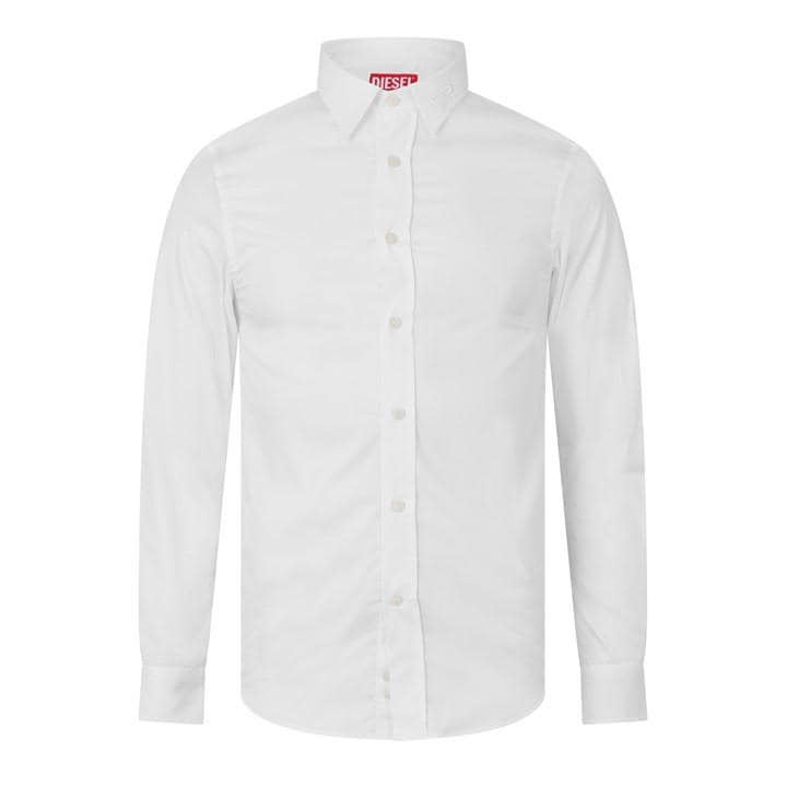 Diesel Men's White S-Benny-Cl Long-Sleeve Plain Shirt in Size XL, Sports Direct