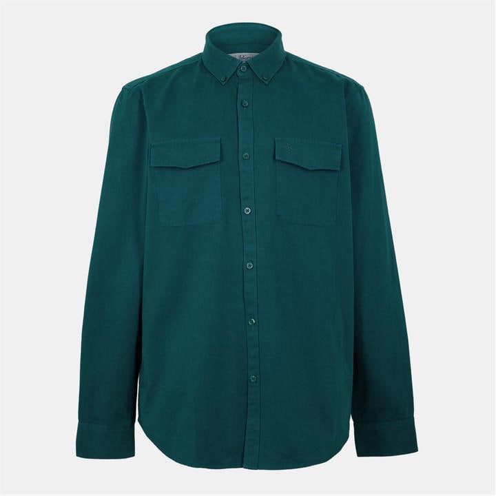 Original Penguin Men's Green Long Sleeve Twill Overshirt in Size XL, Sports Direct