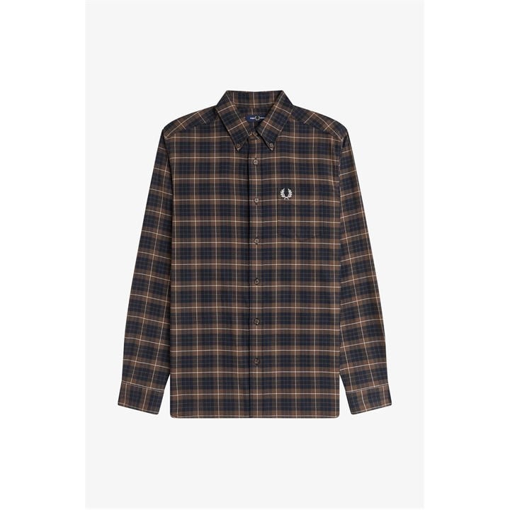 Fred Perry Men's Brown Tartan Long Sleeve Shirt in Size XL, Sports Direct