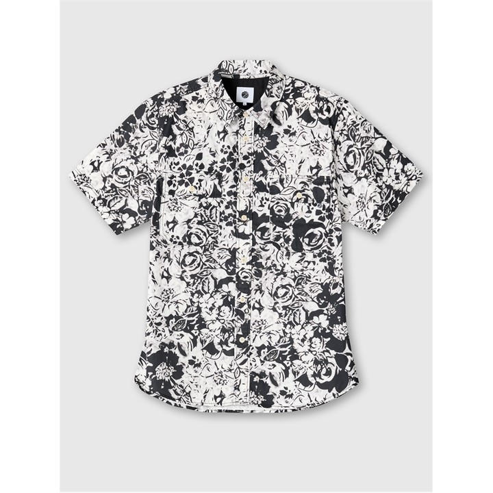 Pretty Green Men's Black Molineux Short-Sleeve Plain Shirt in Size L, Sports Direct