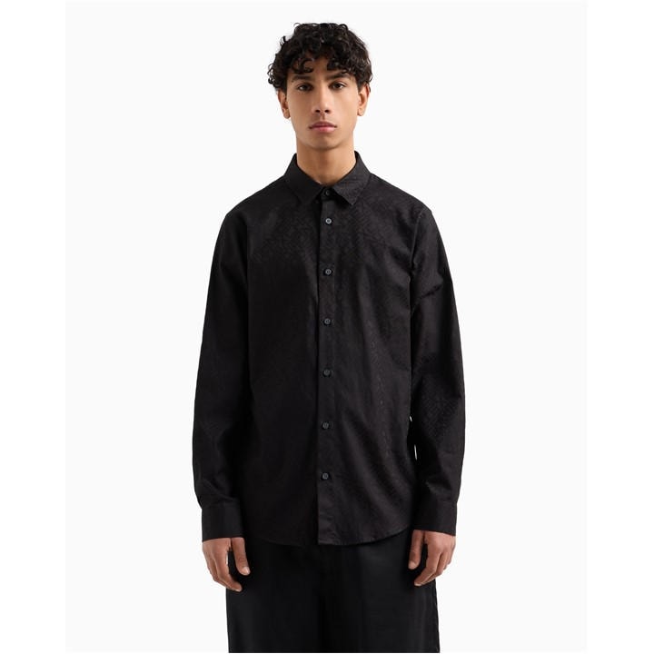 Armani Exchange Men's Black Long Sleeve Patterned Shirt in Size L, Sports Direct