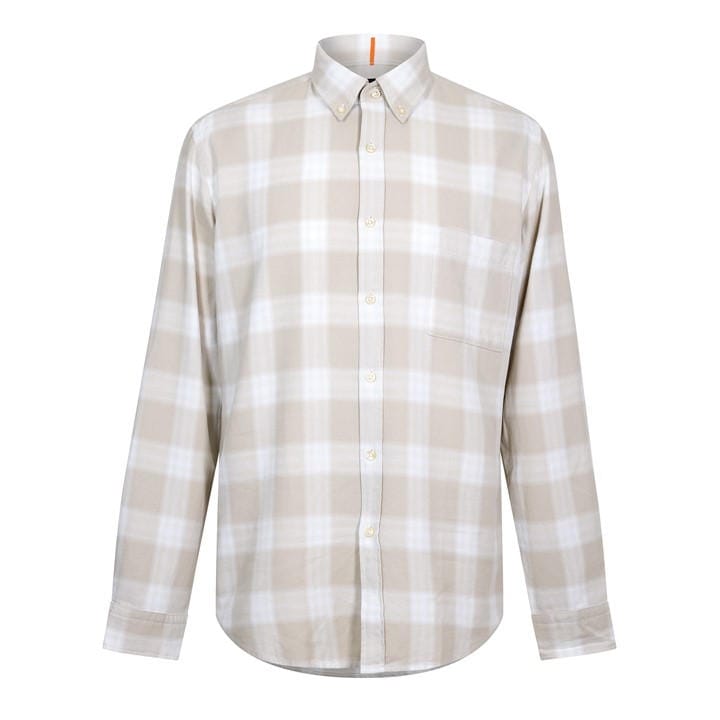 Boss Men's Beige Check Shirt, Eye-Catching Print in Size 2XL, Sports Direct