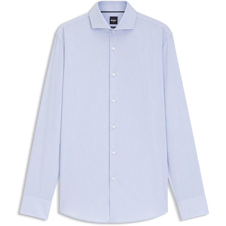 Boss Men's Blue Hank Long Sleeve Spread Collar Shirt in Size 43, Sports Direct