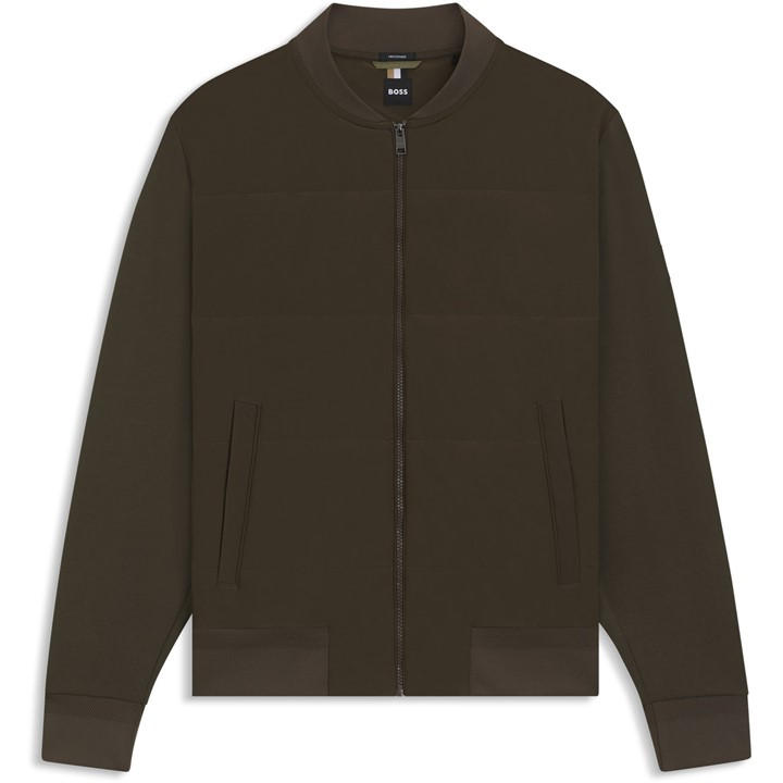 Boss Men's Green Hbb Skiles100 Full Zipped Sweatshirt, Padded Front, Pockets in Size M, Sports Direct
