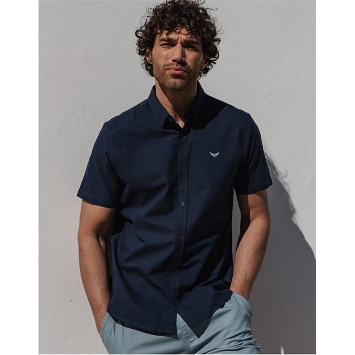Threadbare Men's Blue Inferno Short-Sleeve Oxford Shirt in Size M, Sports Direct