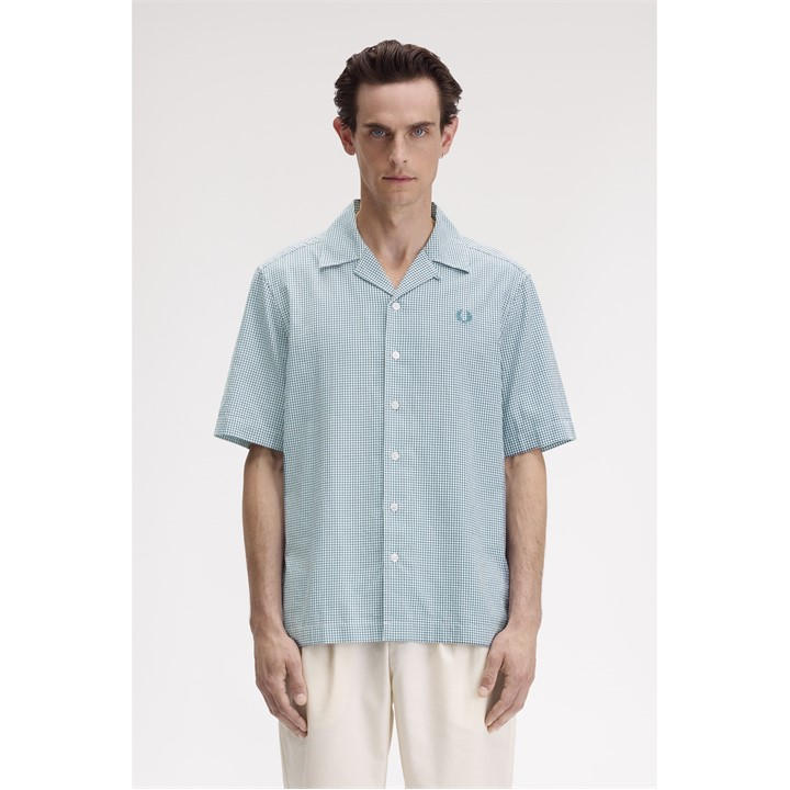 Fred Perry Men's Blue Gingham Short Sleeve Shirt in Size XL, Sports Direct