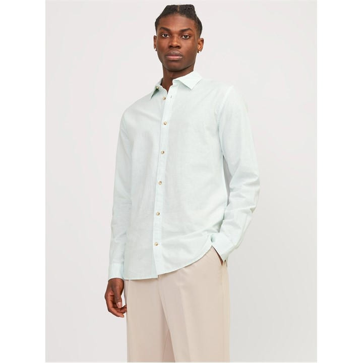 Jack And Jones Men's Blue Jw Long-Sleeve Linen Shirt in Size M, Sports Direct