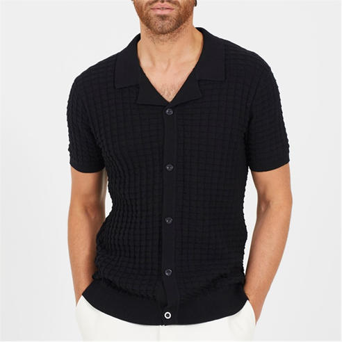 Brave Soul - BS Mens Short Sleeve Revere Collar Jacquard Knit Shirt