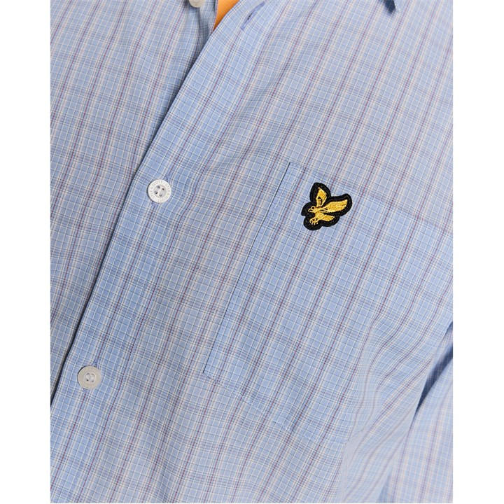 Lyle And Scott Men's Blue Long Sleeve Patterned Shirt in Size M, Sports Direct