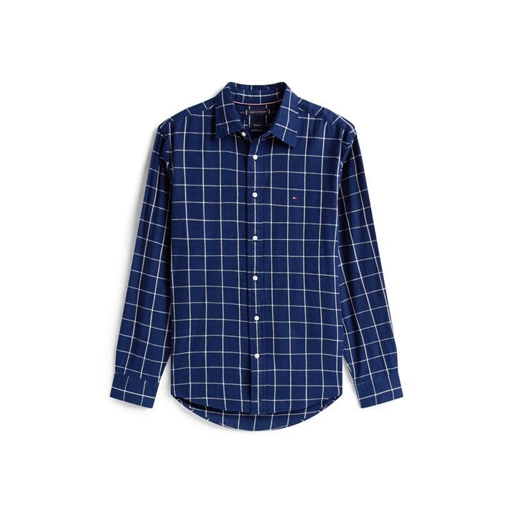 Tommy Hilfiger Men's Blue Twill Check Long Sleeve Patterned Shirt in Size 2XL, Sports Direct
