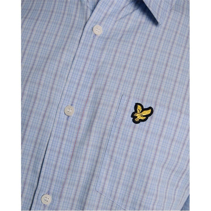 Lyle And Scott Men's Blue Patterned Short Sleeve Shirt in Size M, Sports Direct