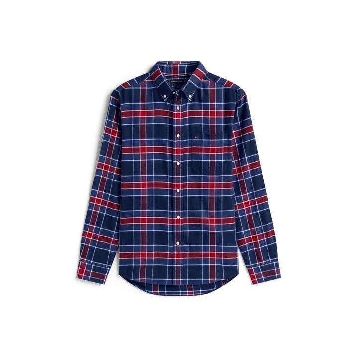 Tommy Hilfiger Men's Blue Tartan Check Long Sleeve Shirt in Size 2XL, Sports Direct