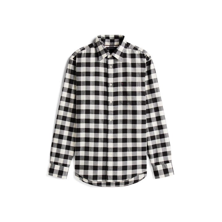 Tommy Hilfiger Men's Black Buffalo Check Long Sleeve Shirt in Size L, Sports Direct