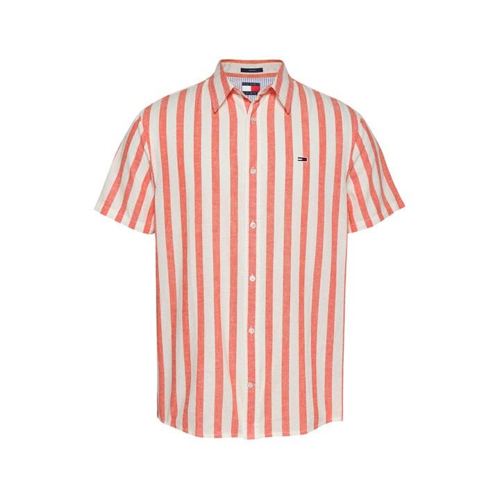 Tommy Jeans Men's  Long-Sleeve Linen Patterned Shirt in Size XL, Sports Direct