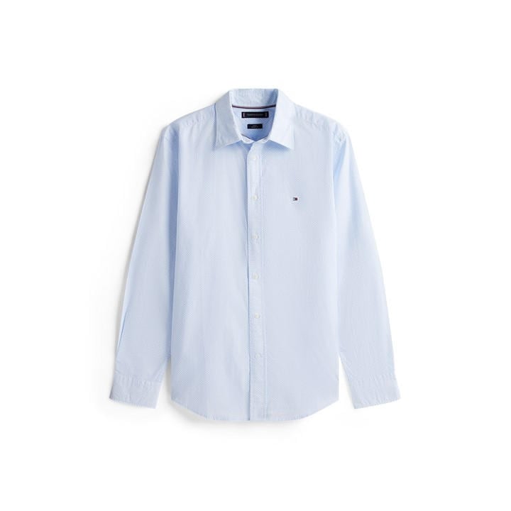 Tommy Hilfiger Men's Blue Long-Sleeve Poplin Print Patterned Shirt in Size M, Sports Direct