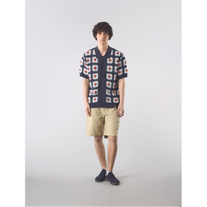 Pretty Green Men's Blue Timperley Short-Sleeve Patterned Shirt in Size L, Sports Direct