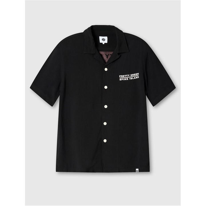 Pretty Green Store Black Spike Island Short Sleeve Shirt - Image 3