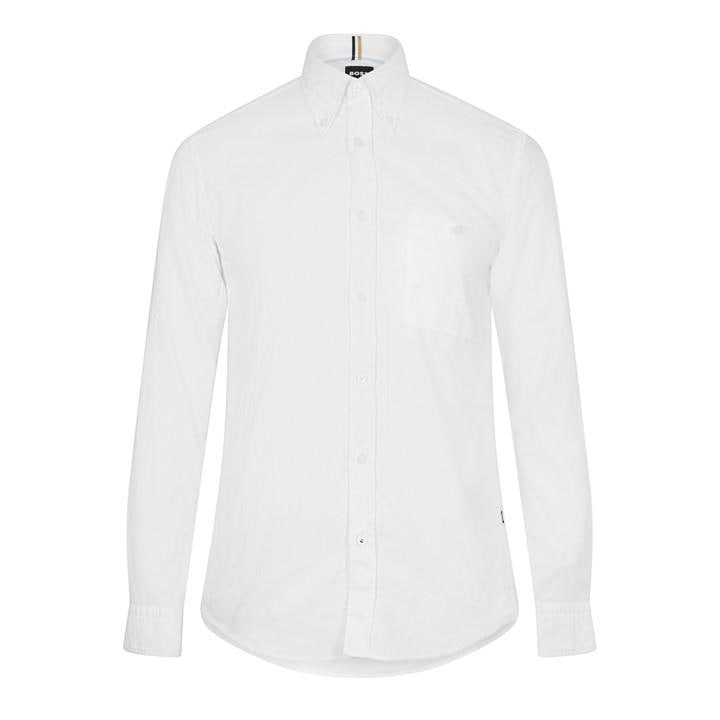 Boss Men's White S-Roan-Bd Long Sleeve Oxford Shirt in Size XL, Sports Direct