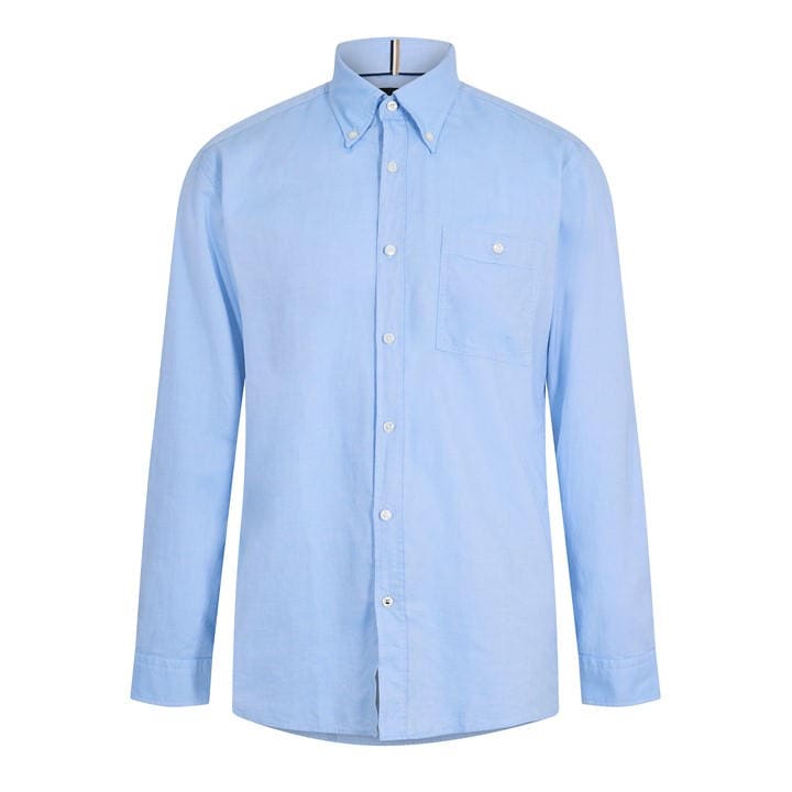 Boss Men' Blue -Roan-Bd Long Sleeve Oxford Shirt in Size S, Sports Direct