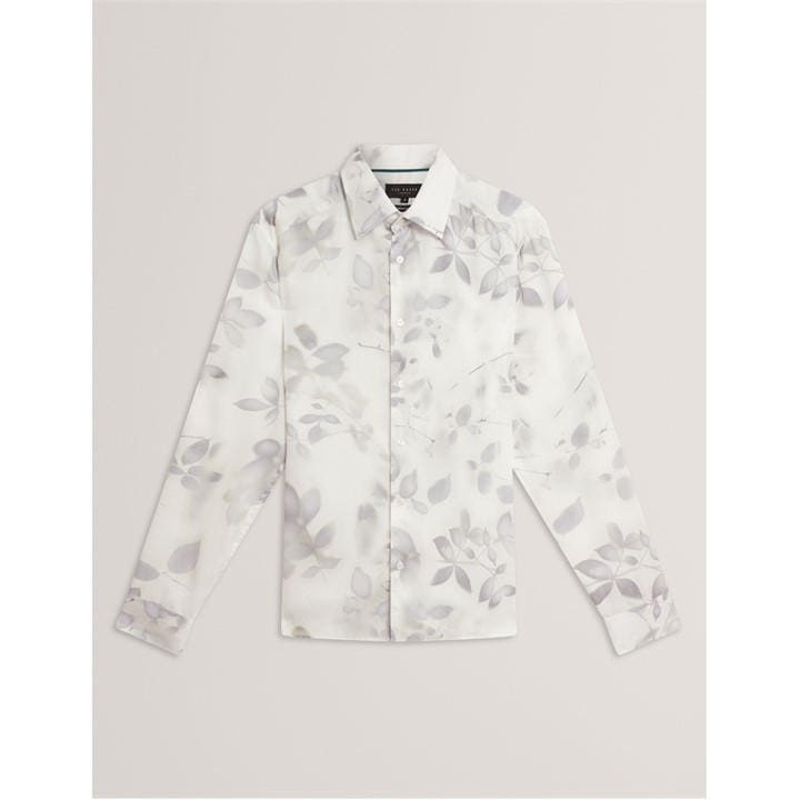 Ted Baker Men's Leaf Print Long-Sleeve Patterned Shirt - White - S (2) - Image 3