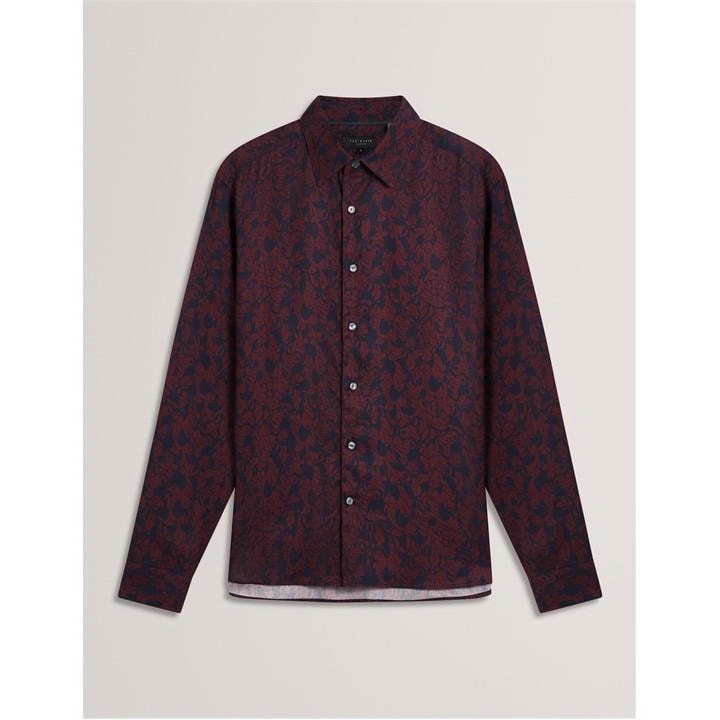 Ted Baker Men' Red Floral Long-Sleeve Patterned Shirt in Size S, Sports Direct