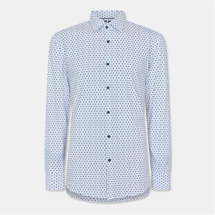 Boss Men' Blue Hank Knitted 222 Long-Sleeve Shirt in Size S, Sports Direct