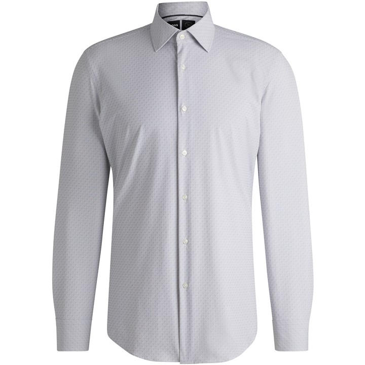 Boss Men's Grey Hank Knitted 222 Long-Sleeve Shirt in Size 41, Sports Direct