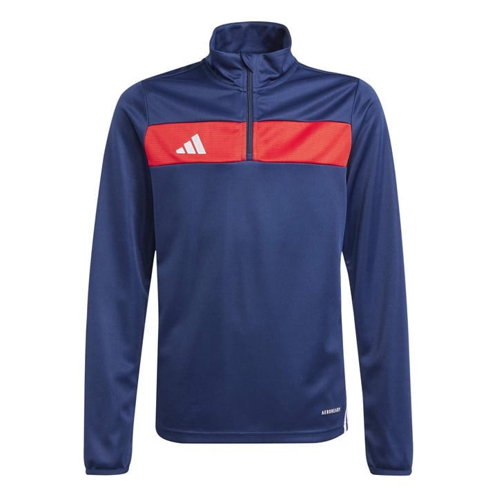Adidas  Kids Blue Kids' Tiro Es Quarter-Zip Long-Sleeve Tracksuit Top in Size 11 - 12 Years, Sports Direct
