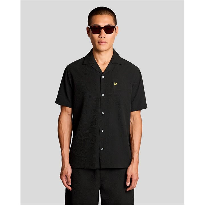 Lyle And Scott Men's Black Patterned Short Sleeve Shirt in Size M, Sports Direct