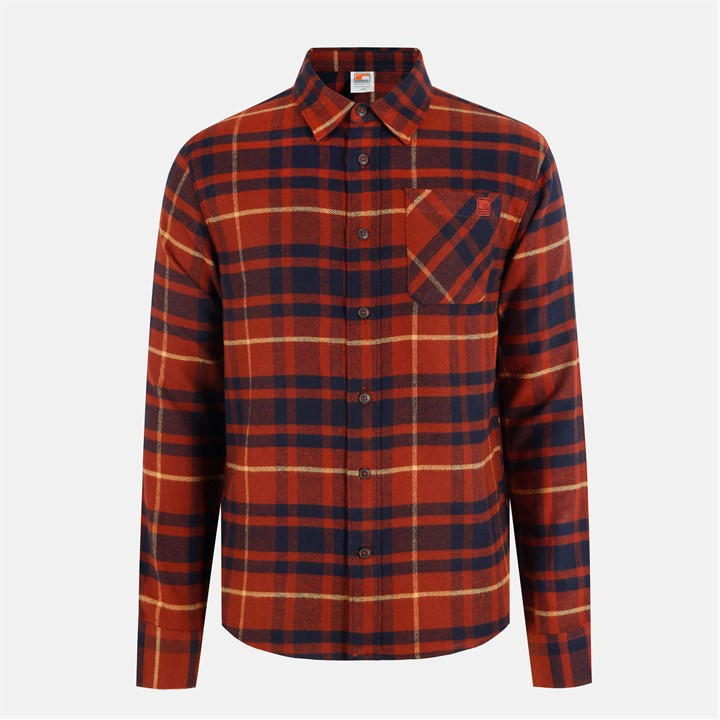 Soulcal Men's Red Soul Check Long-Sleeve Patterned Shirt in Size XL, Sports Direct