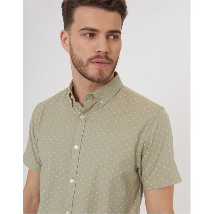 Threadbare Men' Green Short-Sleeve Patterned Shirt in Size S, Sports Direct