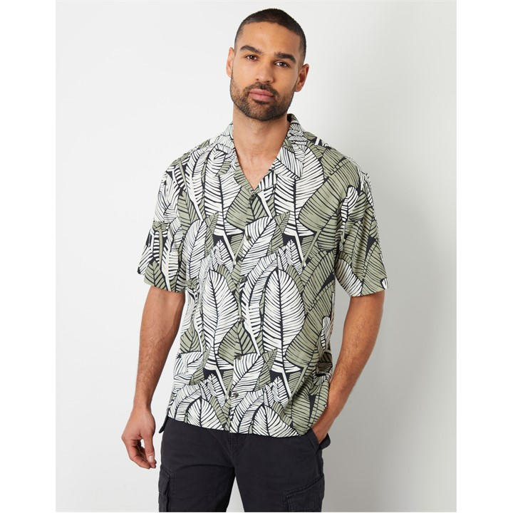 Threadbare Men' Black Short-Sleeve Patterned Shirt in Size S, Sports Direct