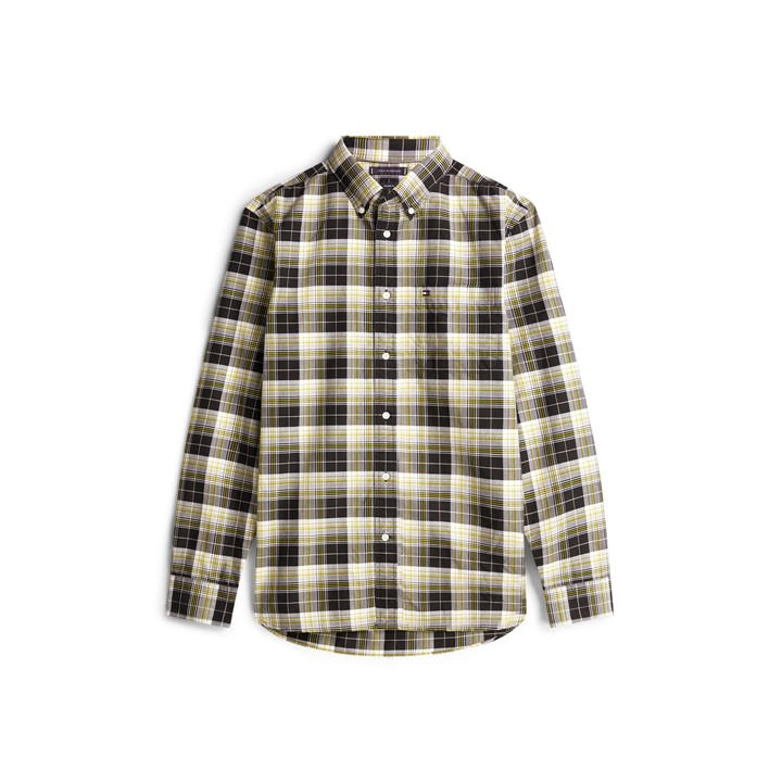 Tommy Hilfiger Men's Beige Check Oxford Long Sleeve Patterned Shirt in Size M, Sports Direct