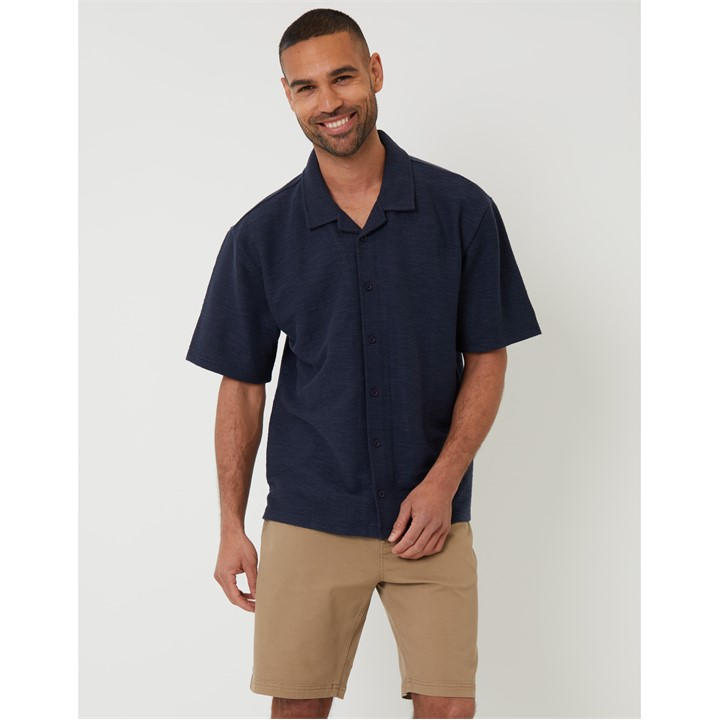 Threadbare Men's Blue Antti Short-Sleeve Plain Shirt in Size M, Sports Direct