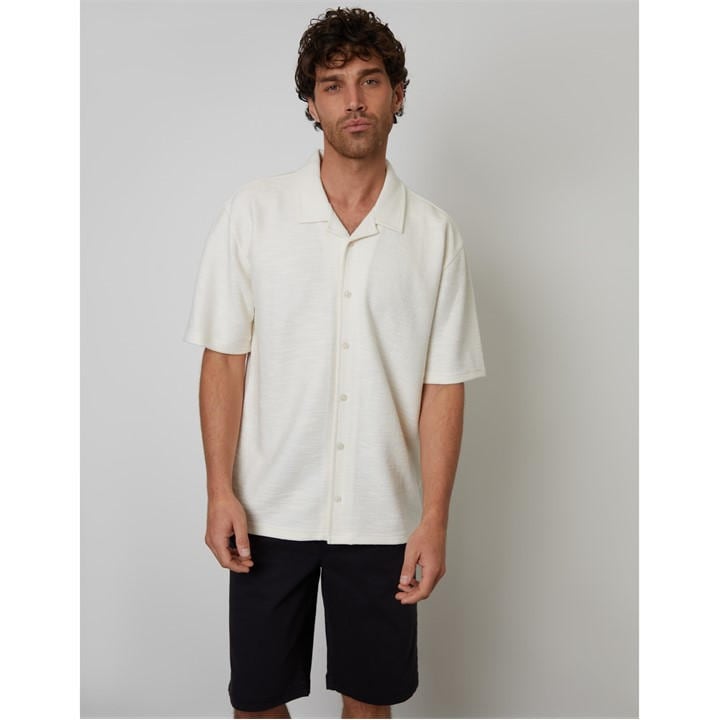Threadbare Men's Neutral Antti Short-Sleeve Plain Shirt in Size L, Sports Direct