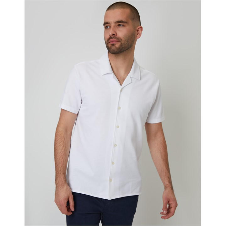 Threadbare Men's White Kaylian Short-Sleeve Plain Shirt in Size M, Sports Direct