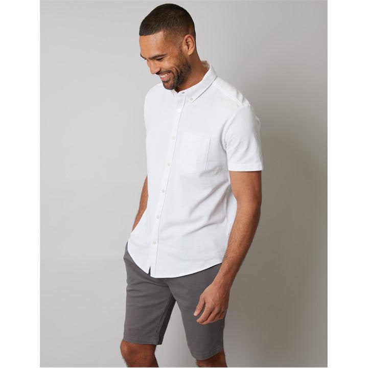 Threadbare Men's White Majestic Short-Sleeve Plain Shirt in Size XL, Sports Direct