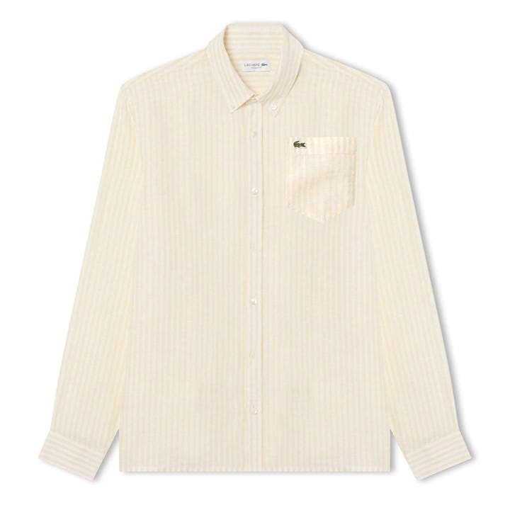 Lacoste Men's Yellow Long Sleeve Patterned Shirt in Size 2XL, Sports Direct