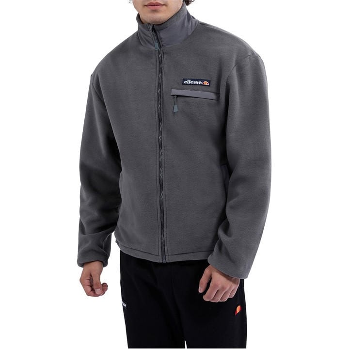 Ellesse Men's Dark Grey Maseben Solid Patterned Full Zipper Ribbed Cuff Fleece Jacket - X Small - Image 3